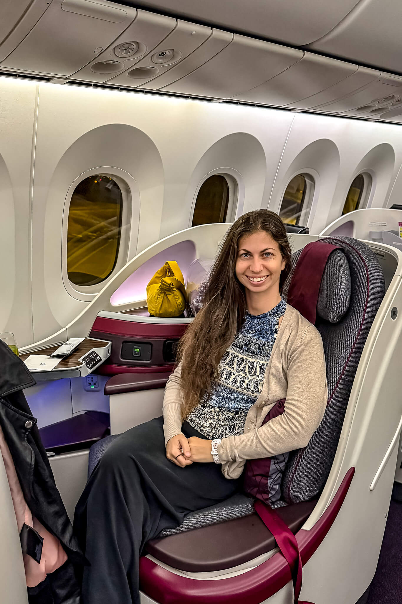 Barbara in der Qatar First Class